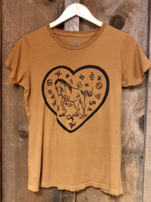 Branded Horse Womens Tee Cognac/blk