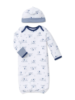 Puppy Toile Sleeper Gown And Hat