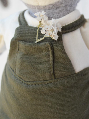 Forest Green Picnic Overalls For Dolls