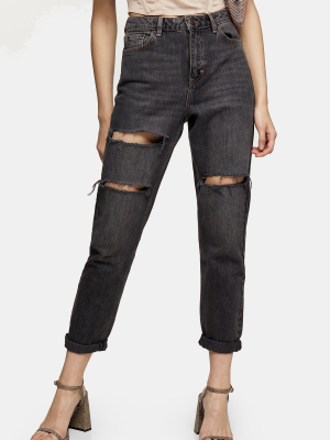 Washed Black Mom Tapered Jeans