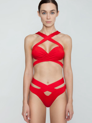 Endless Summer Cross Over Bikini Top - Red