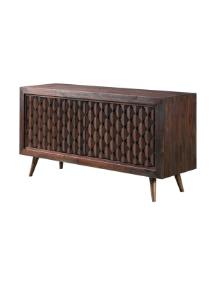 68" Jefferson 4 Door Media Credenza For Tv Brown - Treasure Trove Accents