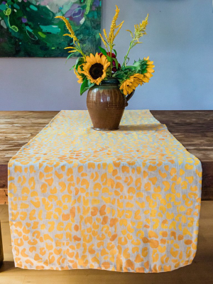 Linen Table Runner In Cheetah Ombré