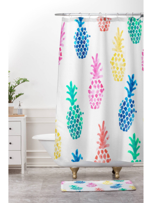 Dash And Ash Pineapple Paradise Shower Curtain Blue - Deny Designs