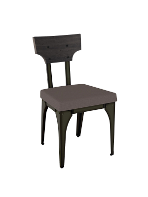 Rally Metal Dining Chair With Distressed Wood Backrest 2 In Set - Dark Gray - Amisco