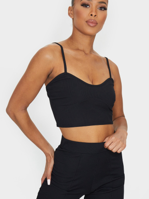 Recycled Black Strappy Underbust Detail Crop Top