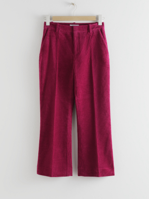 Cropped Wide Corduroy Trousers