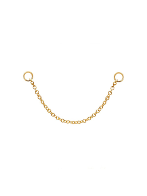 Single Chain Stud Earring Charm - Yellow Gold