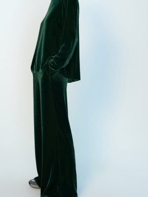 Wide Leg Velvet Pants