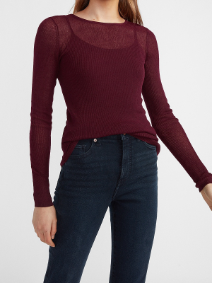 Fitted Sheer Ribbed Sweater