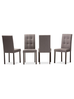 Set Of 4 Andrew Modern And Contemporary Fabric Upholstered Grid-tufting Dining Chair