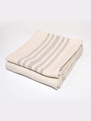 Harlow Henry Cotton Stripe Gray Throw