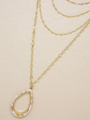 Simply Chic Teardrop Resin And 18k Gold Plated Layered Necklace