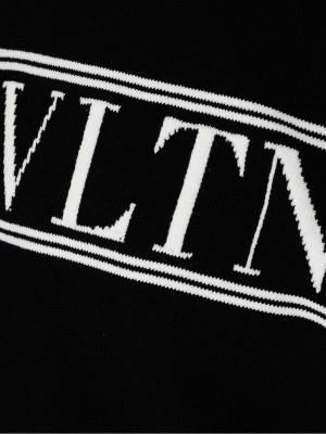 Valentino Vltn Tag Intarsia Crewneck Sweater