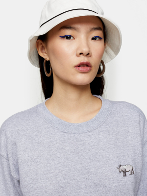 Piped Bucket Hat In White