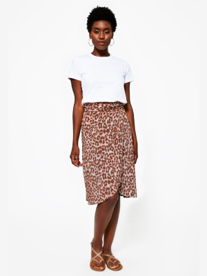 Mae Wrap Skirt In Leo Coral Almond