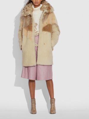 Pieced Shearling Coat