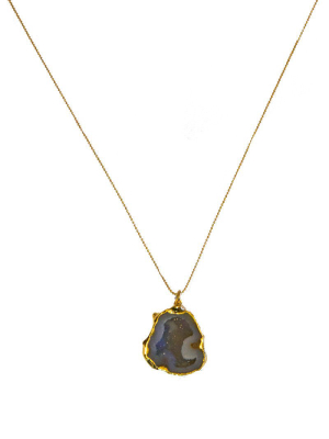 Bailee Geode Stone Pendant Necklace - Gold