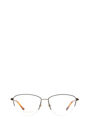 Gucci Eyewear Semi-rim Oval Frame Glasses