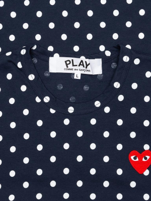 Comme Des Garcons Play Polka Dot Long Sleeve T-shirt - Navy