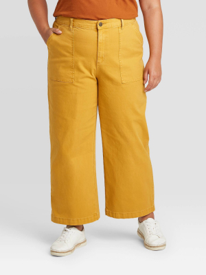 Women's Plus Size High-rise Wide Leg Pants - Universal Thread™ Yellow