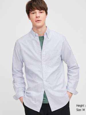 Men Oxford Striped Slim-fit Long-sleeve Shirt