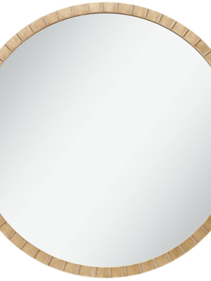 Uttermost Gracia Gold Leaf Post 34" Round Metal Framed Wall Mirror