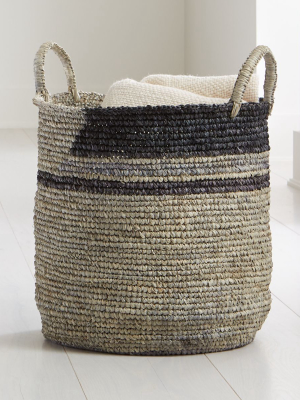 Jaylin Blue Grey Round Sisal Basket