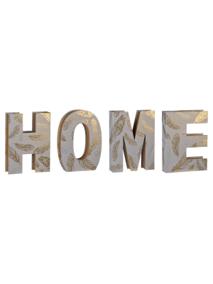 Home Alphabet Boxes Gray/gold 4pc - A&b Home