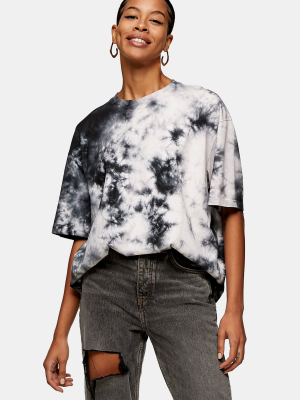 Topman Black And Ecru Tie Dye T-shirt