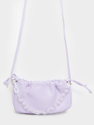 Lilac Clear Chunky Chain Cross Body Bag