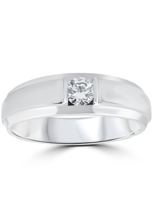 Pompeii3 1/6ct Mens Diamond Solitaire Ring 10k White Gold