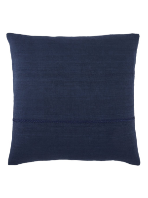 Jaipur Living Ortiz Solid Dark Blue Poly Throw Pillow 22 Inch