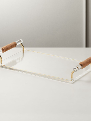 Leather Handle Acrylic Tray