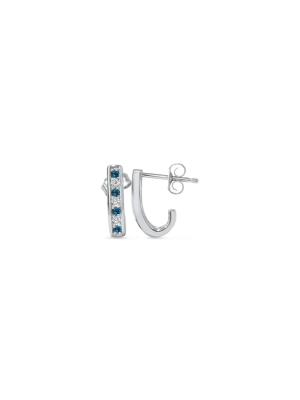 Pompeii3 1/3ct Blue & White Diamond Hoops 14k White Gold