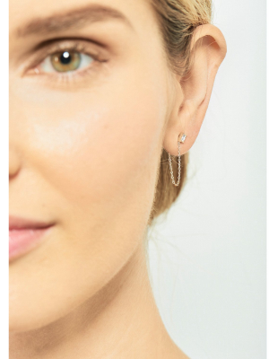 Gaia Chain Earrings | White Diamond