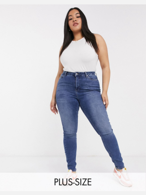 Vero Moda Curve Skinny Jeans With High Waist In Indigo