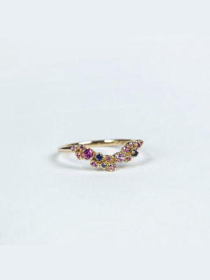N+a Jewelry: Curved Grand Cluster Ring With Sapphires
