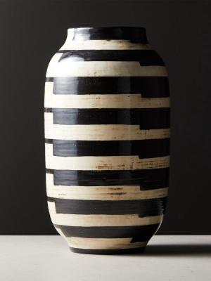 Cristo Black And White Striped Vase