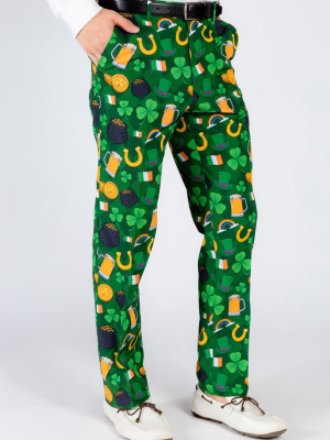 St. Pat's Gluttony | Green Irish Pattern Suit Pants