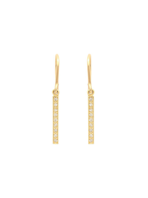 Diamond Long Bar Drop Earrings