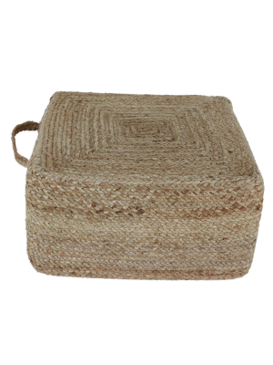 Sanibel Woven Square Pouf Natural - Décor Therapy