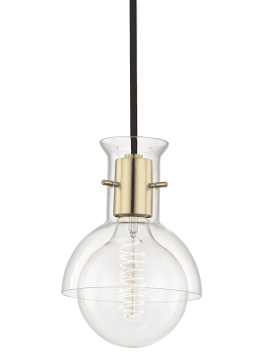 Riley 1 Light Pendant With Glass - Aged Brass