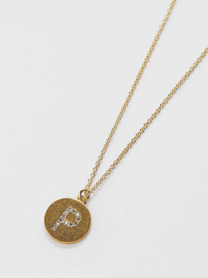 The "p" Initial Necklace In Gold