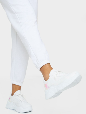 White Chunky Holographic Trim Sneakers