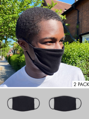Asos Design 2 Pack Face Covering In Black