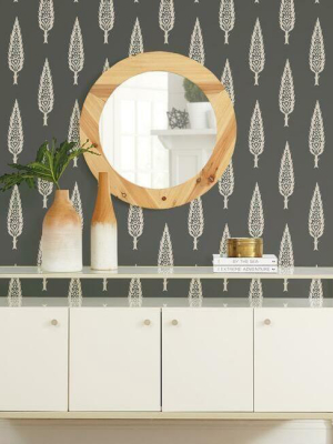 Juniper Tree Wallpaper In Black And Taupe From The Silhouettes Collection By York Wallcoverings