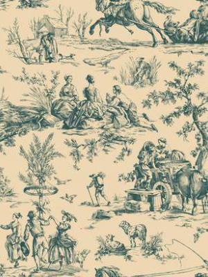 Seasons Toile Wallpaper In Blue And Cream By Ashford House For York Wallcoverings