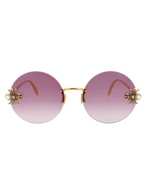 Alexander Mcqueen Eyewear Spider Appliqué Round Sunglasses