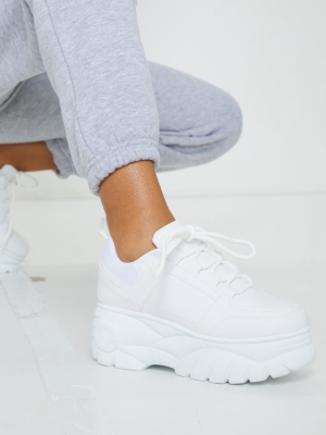 White Outer Shoe Loops Extreme Platform Sneakers